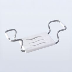 Assento de banho ajustável (mínimo 55 cm, máximo 70 cm), branco, tamanho 55-70 x 26 x 18,7 cm