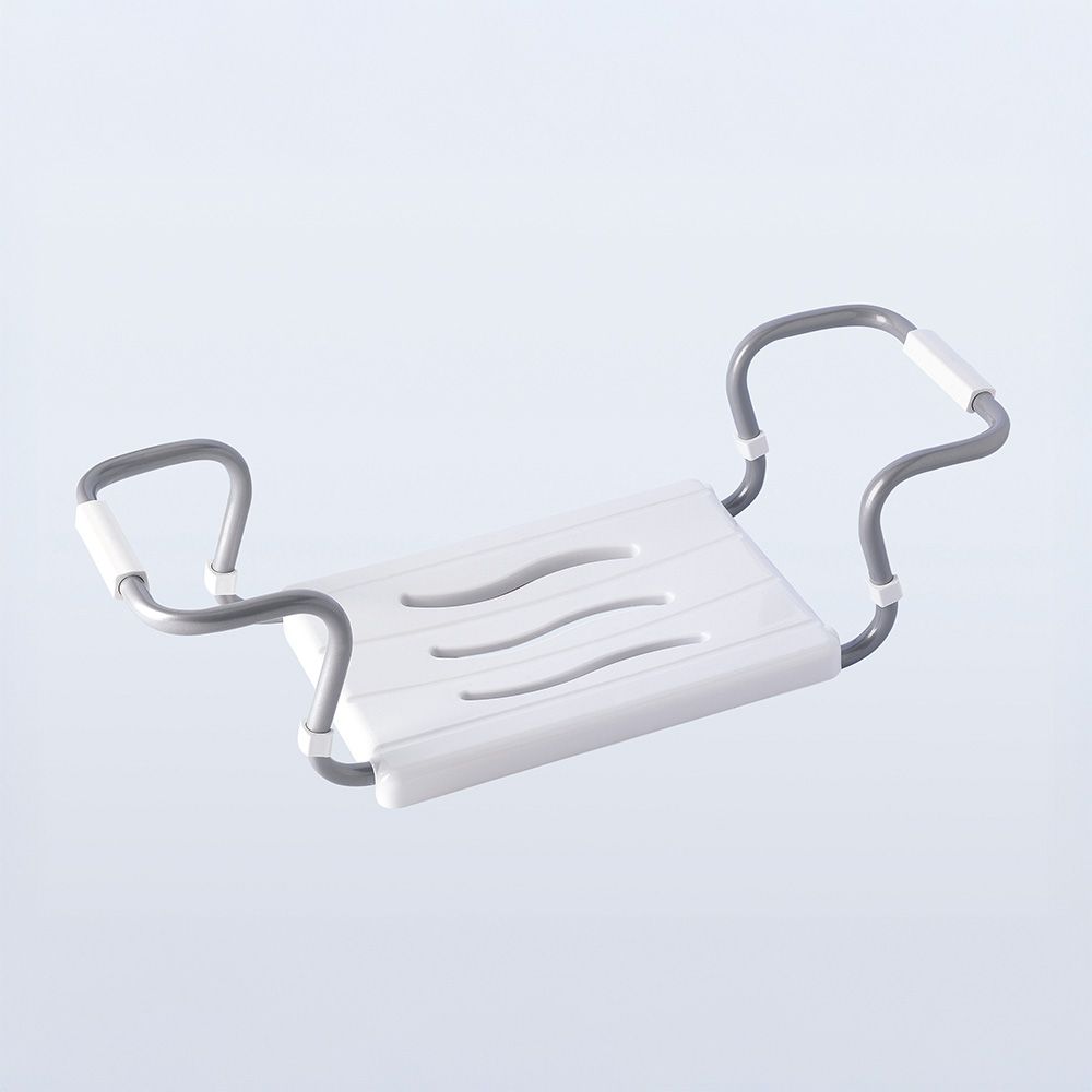 Assento de banho ajustável (mínimo 55 cm, máximo 70 cm), branco, tamanho 55-70 x 26 x 18,7 cm