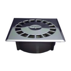 Sifão vertical standard em aço inoxidável PVC dreno, T-88I 15 x 15 cm / Ø75 - 50 mm. 165 x 165 x 57 mm