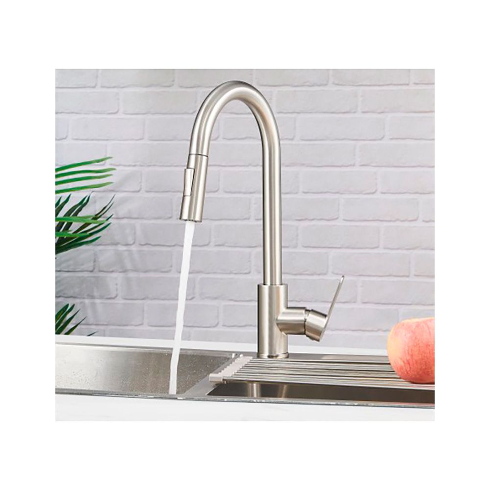 Torneira monocomando de cozinha série Miño com bica alta removível, prata fosca. dimensões: ø 54 x 220 x 410 mm - Image 3