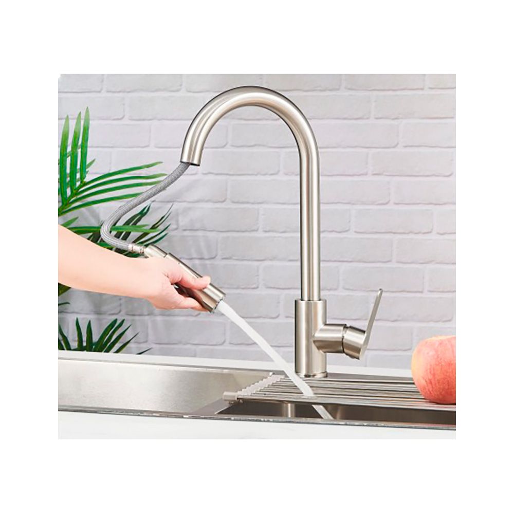 Torneira monocomando de cozinha série Miño com bica alta removível, prata fosca. dimensões: ø 54 x 220 x 410 mm - Image 4