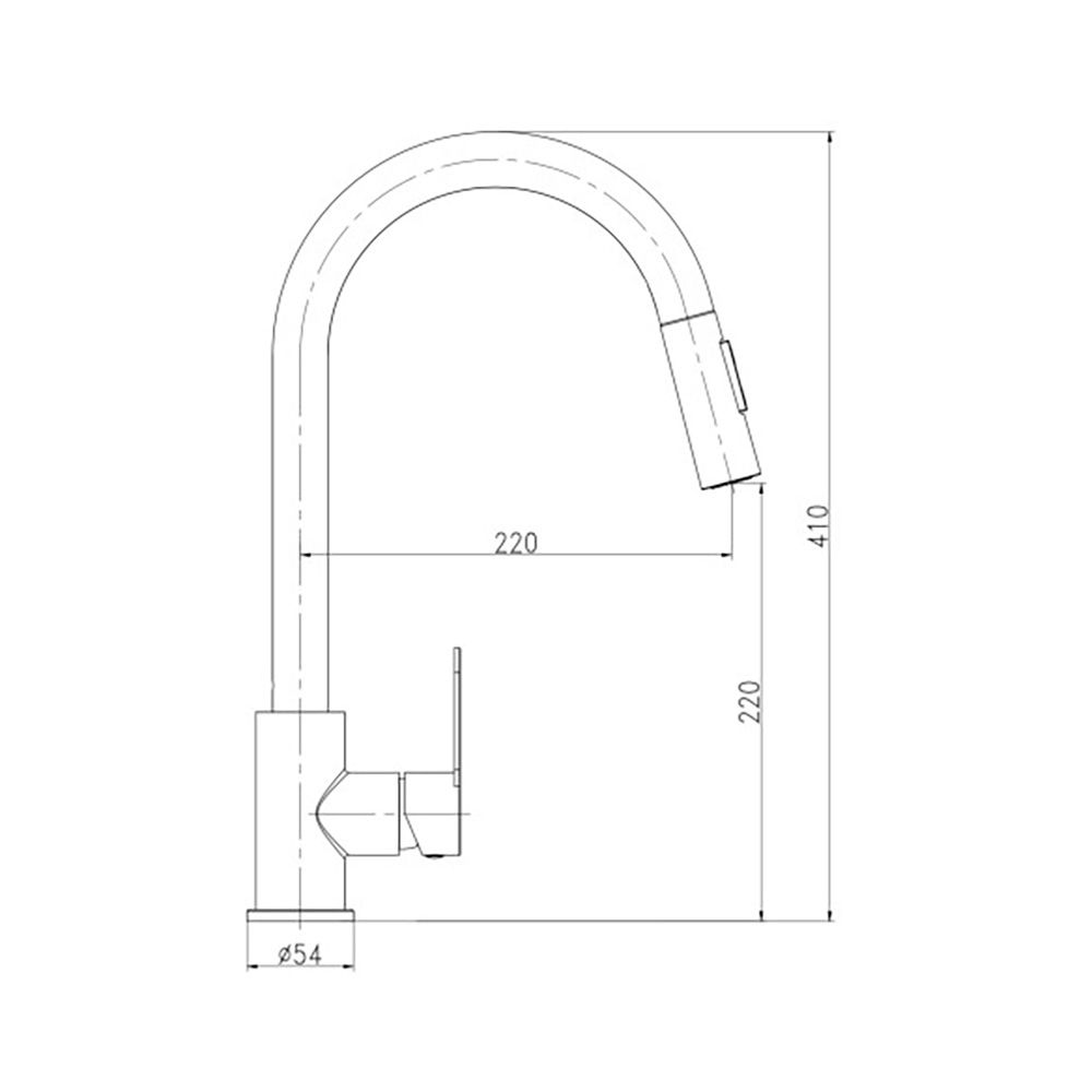 Torneira monocomando de cozinha série Miño com bica alta removível, prata fosca. dimensões: ø 54 x 220 x 410 mm - Image 5