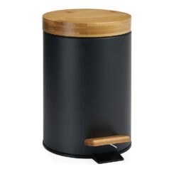 Caixote do lixo com pedal preto/bambu 3 l