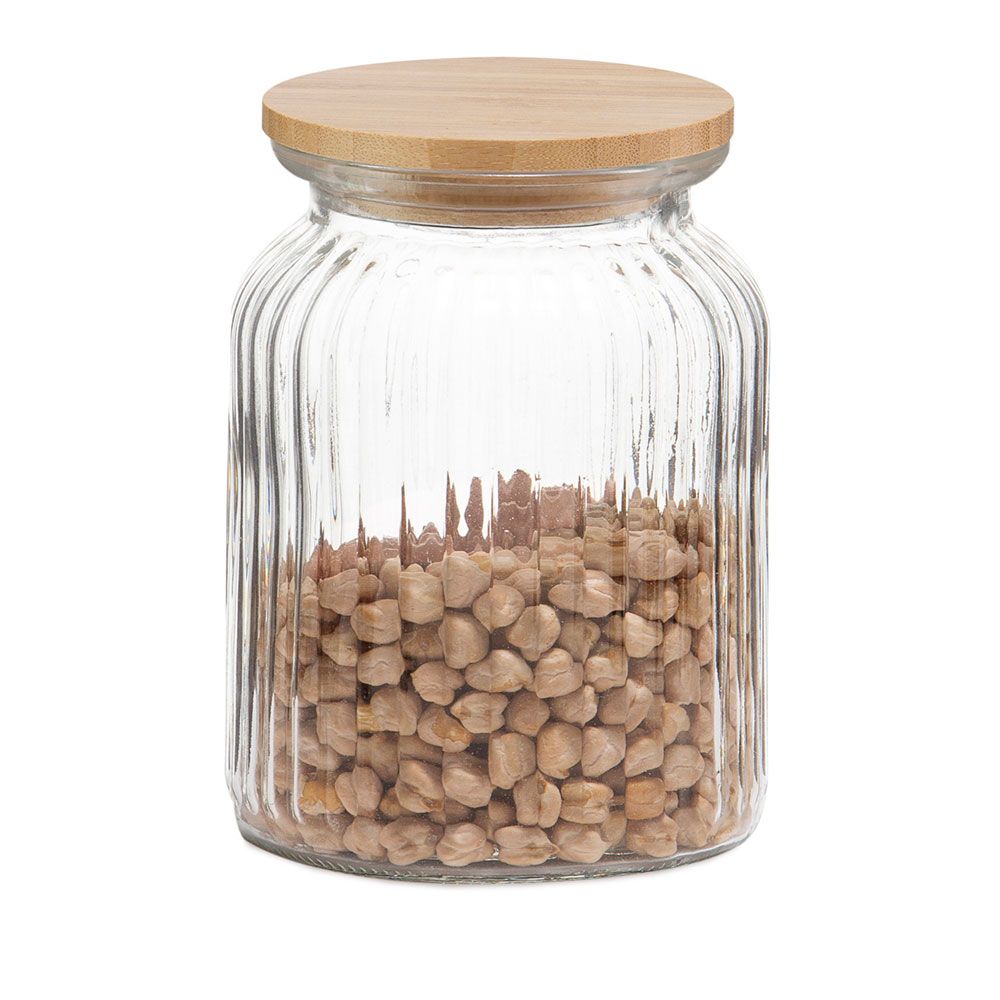 Frasco de vidro e bambu para cozinha 1000ml MS72137 andrea house