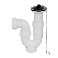 MIRTAK Sifão curvo extensível de 1" 1/2" com corrente e tampão