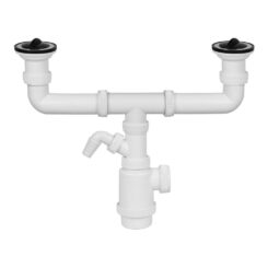Sifão duplo extensível V70 com tomada para máquina de lavar louça + tampas