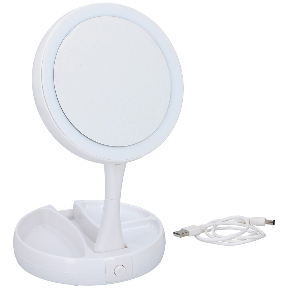 Espelho LED com ampliação dobrável 16 x 16 x 29 cm