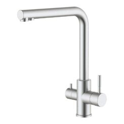 Torneira monocomando para lava-louça com sistema de osmose reversa, cano alto, aço inoxidável escovado, 3 vias.