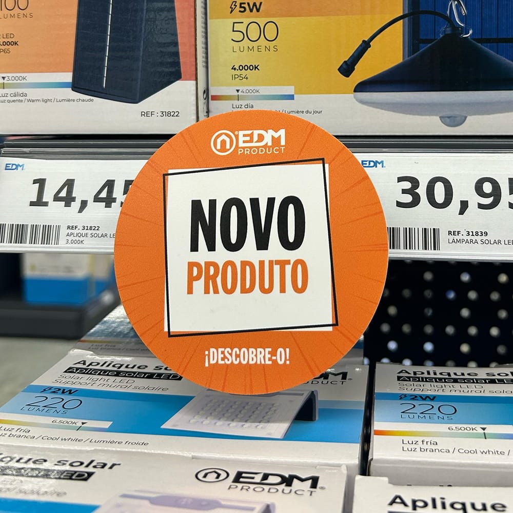 Wobbler novo produto com base laranja Ø10 cm