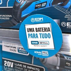 Brinquedo oscilante com uma bateria para tudo, fundo azul, Ø10 cm
