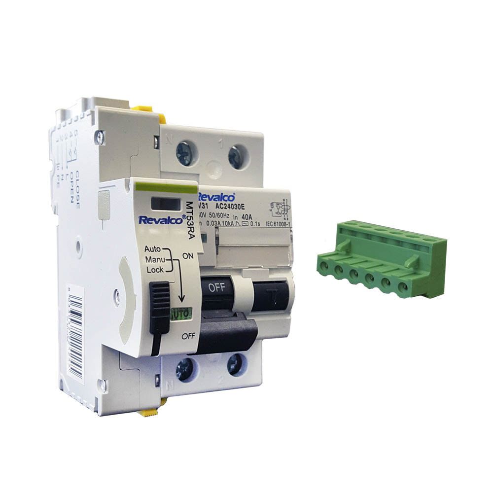 Disjuntor diferencial 2P 40A 30mA AC c/rearme automática com 3 tempos de rearme 10/60/300 segundos