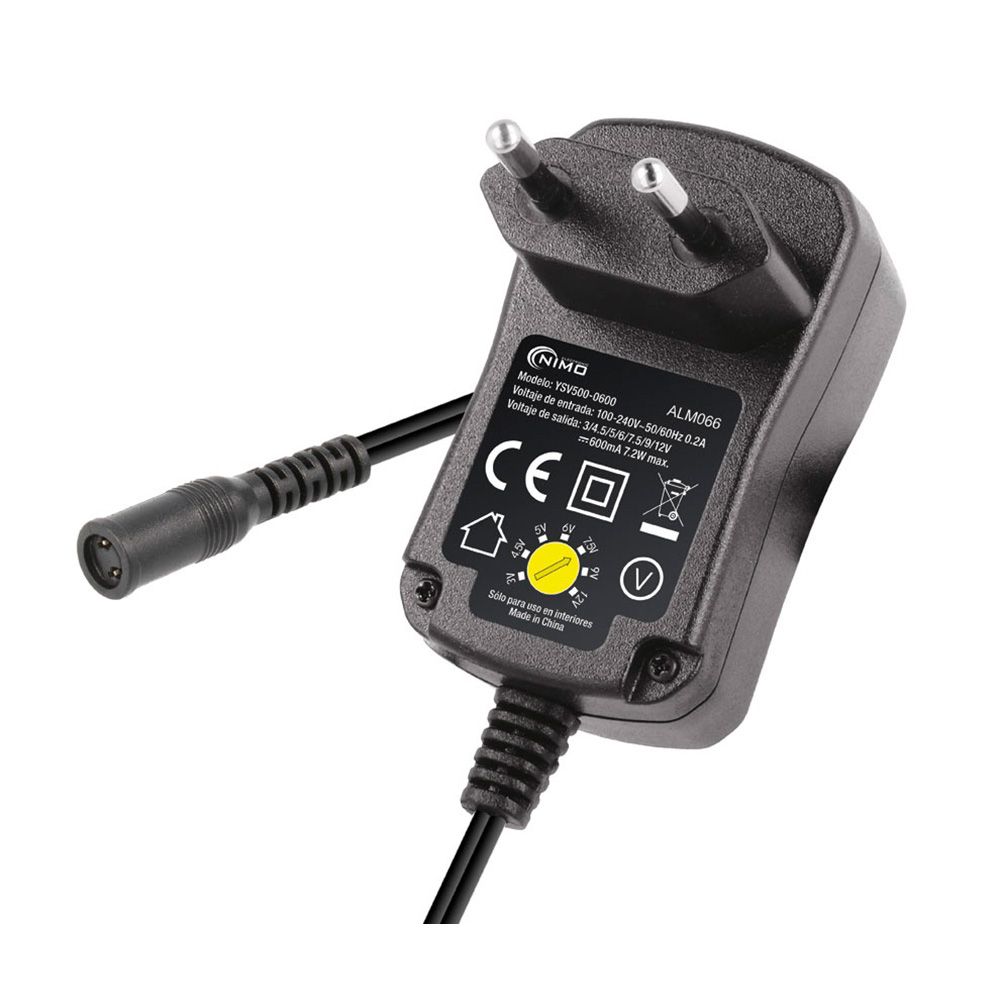 NIMO Fonte de alimentação eletrônica 12v 600 mah 7,2w com seletor ajustável de 3v a 12v