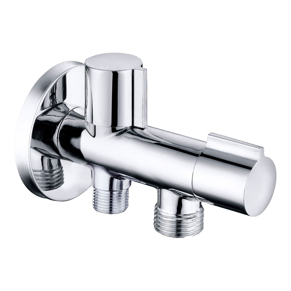 Válvula de ângulo duplo ½ x ½ x 3/8 POL, 114 x 67 mm