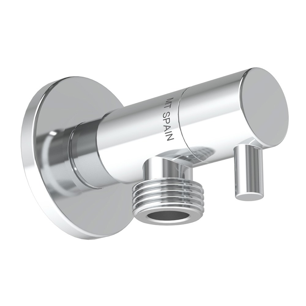 Válvula angular modelo deco com alça redonda, prateada, ½ x 3/8 POL