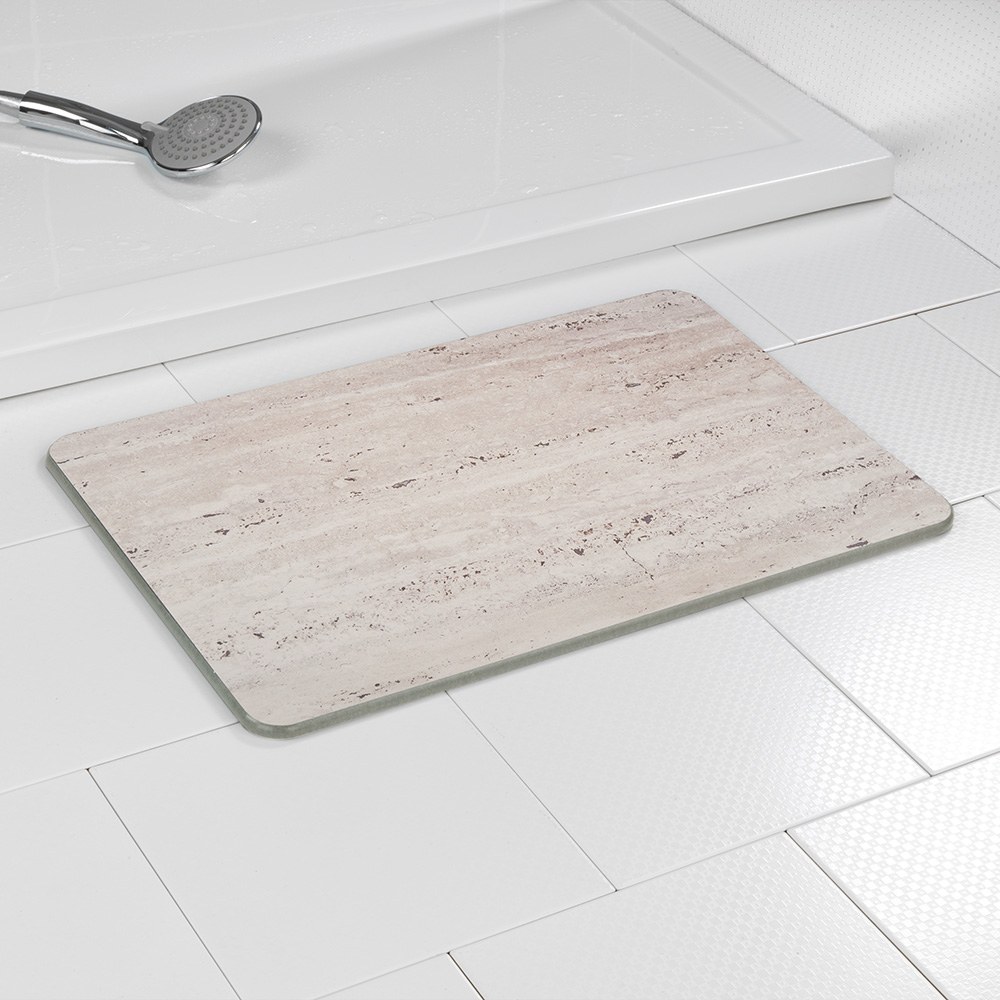 Tapete de banho antiderrapante de diatomita, granito, 60 x 39 cm