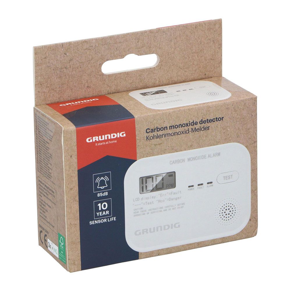 Detector de monóxido de carbono com display digital, 11,1 x 8 x 3,8 cm