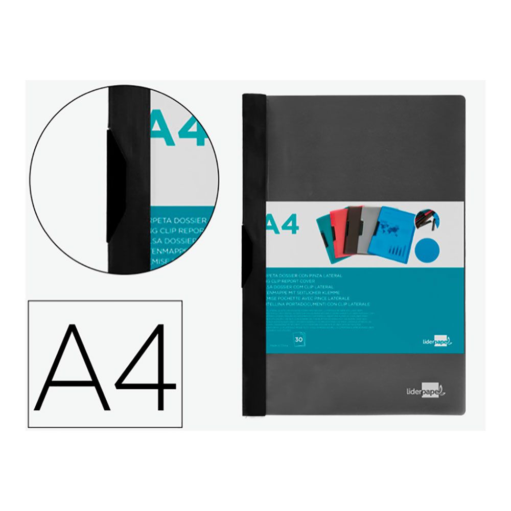 Carpeta dossier pinza lateral pp din a 4 negra - Image 2