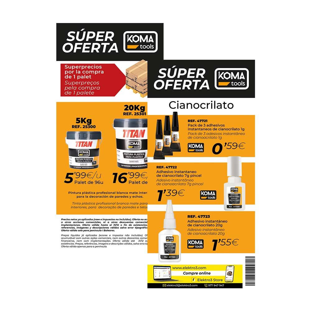 Folheto promocional tinta + cianocrilato