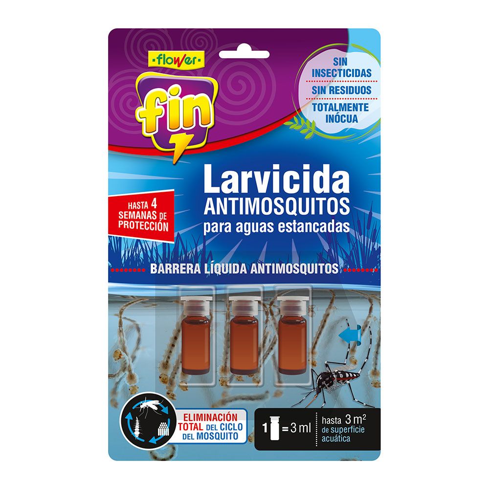 Larvicida antimosquitos monodose, fin, 3 monodoses de 3 ml