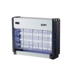EDM Matador de insetos elétrico profissional, cromado/preto, 2 x 8w, 50 m², 33 x 9 x 26 cm