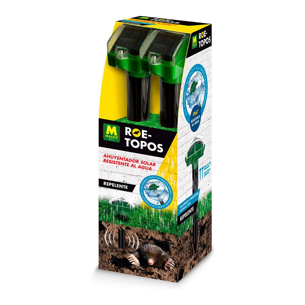 Repelente solar para toupeiras resistente à água 2un ROE 231644 massó