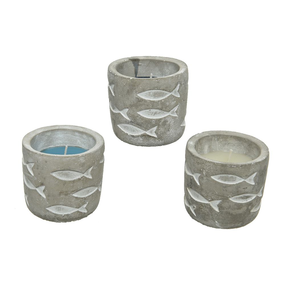 Vela de citronela com recipiente de cimento, 70 g, Ø7 x 7,5 cm, cores variadas