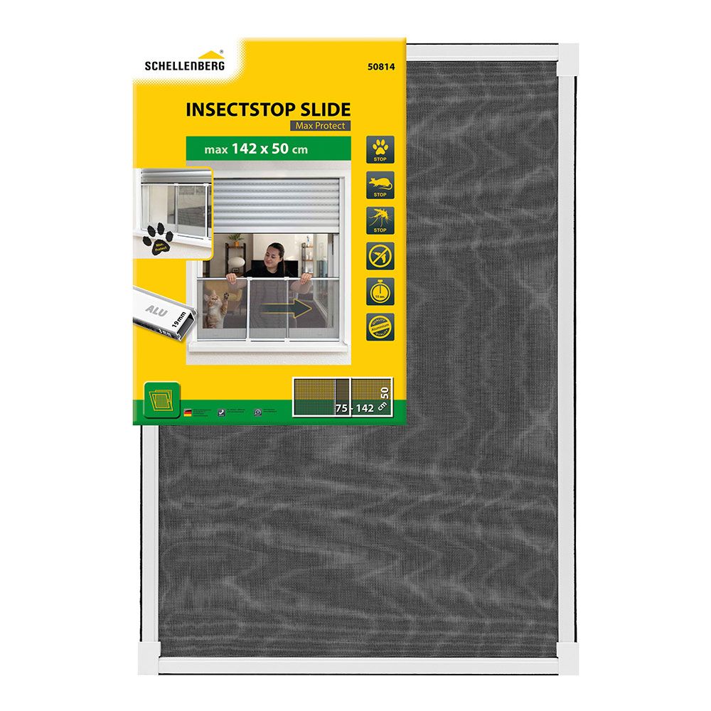 Mosquiteiro com armação extensível, malha de alumínio, branco, 75-142 x 50 cm