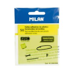 Bloco de 50 notas adesivas translúcidas amarelo fluo 76x76mm milan