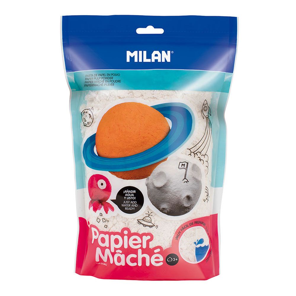Saco 200g papel machê branco em pó milan