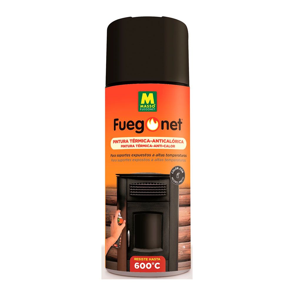 Tinta spray resistente ao calor até 600°C, preta, 400 ml