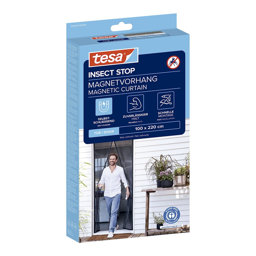 Mosquitreira cortina magnética com fecho automático, antracite, 100 x 220 cm