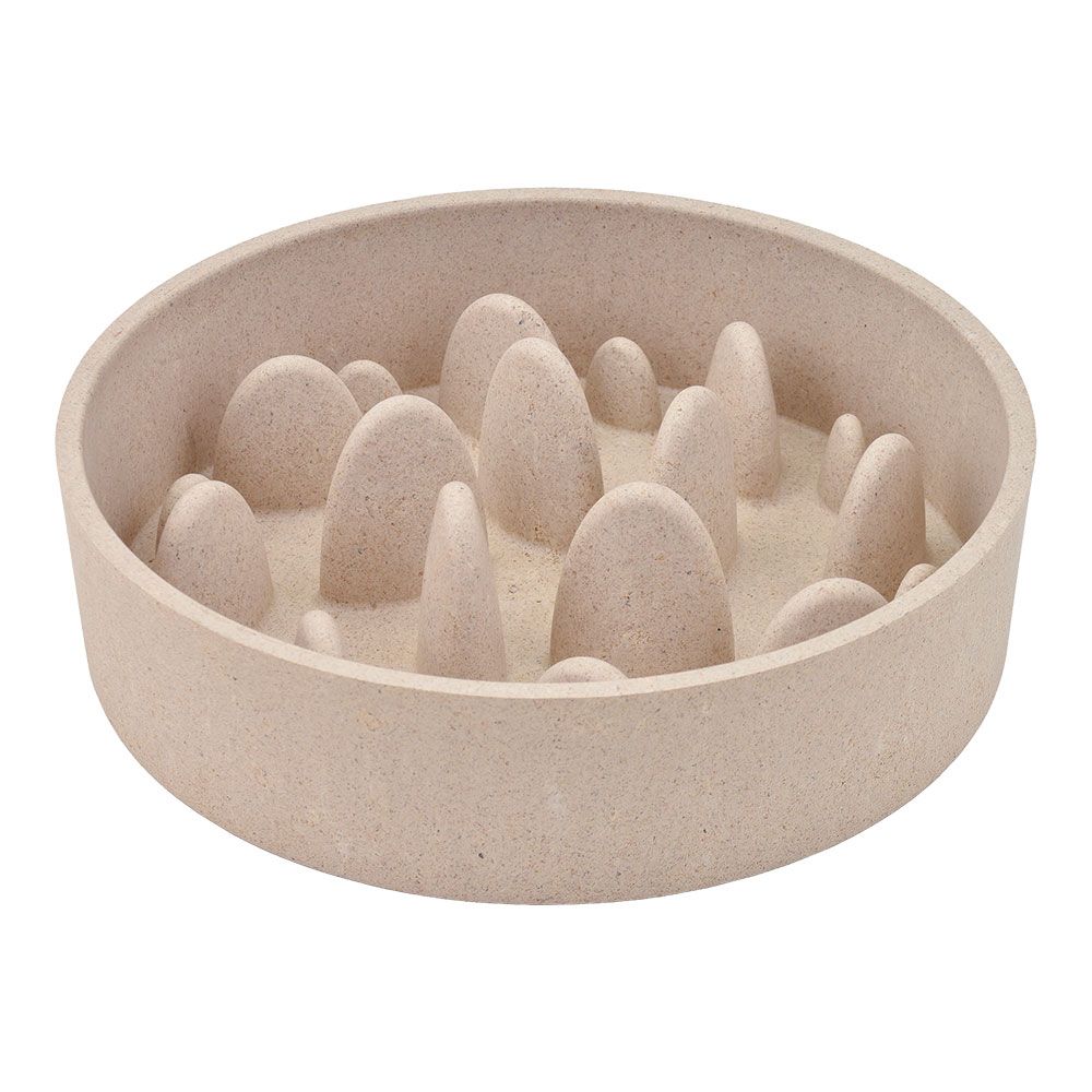 Comedouro bambu, slow, bege, 400 ml, Ø14,5 x 14,5 x 4 cm