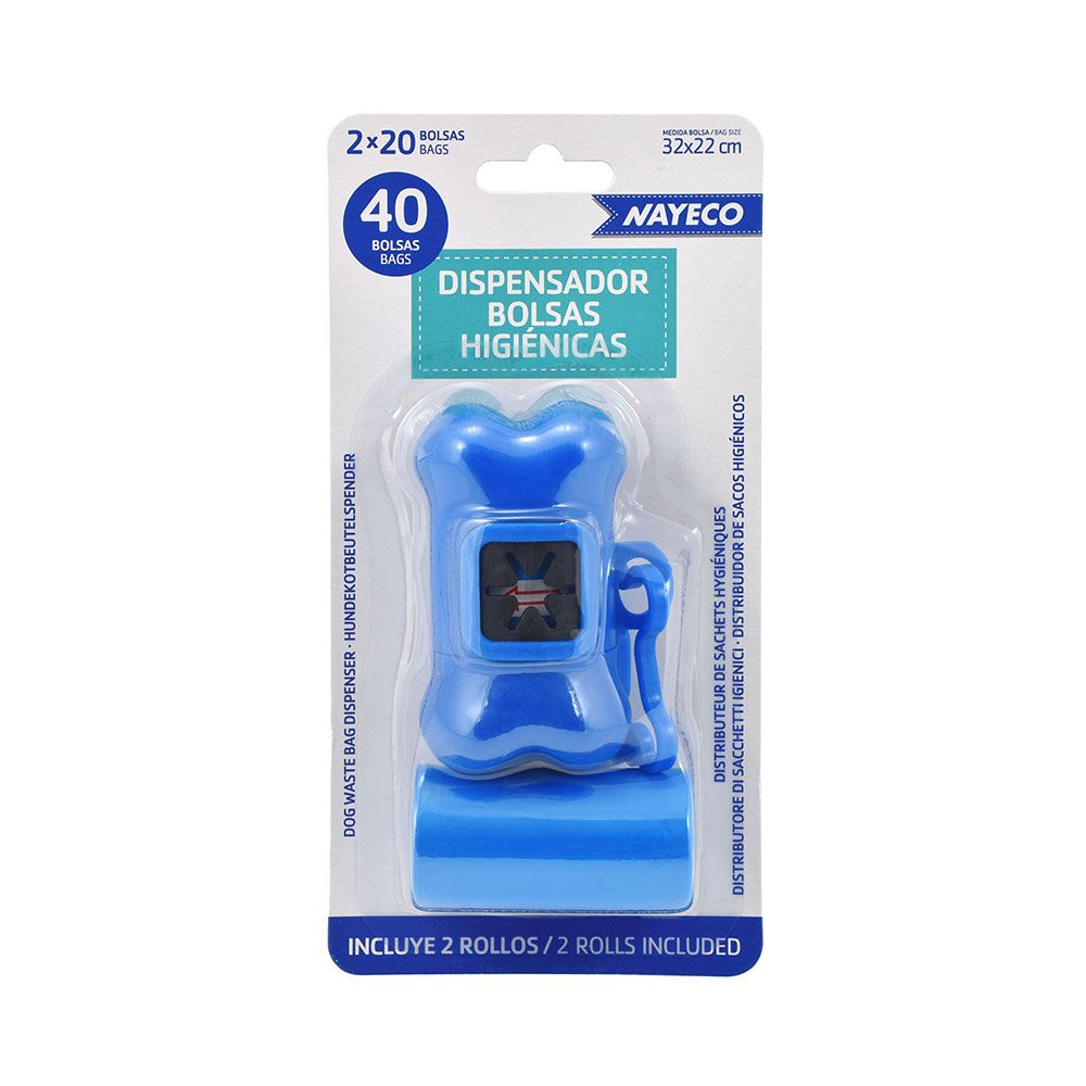 Porta-sacos + rolo com 20 sacos higiênicos em cores sortidas, 2 UDS