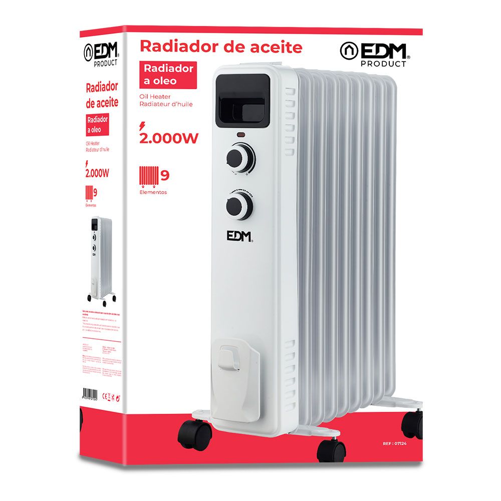 Radiador a óleo 2000 w com 9 elementos altura 60 cm - Image 2