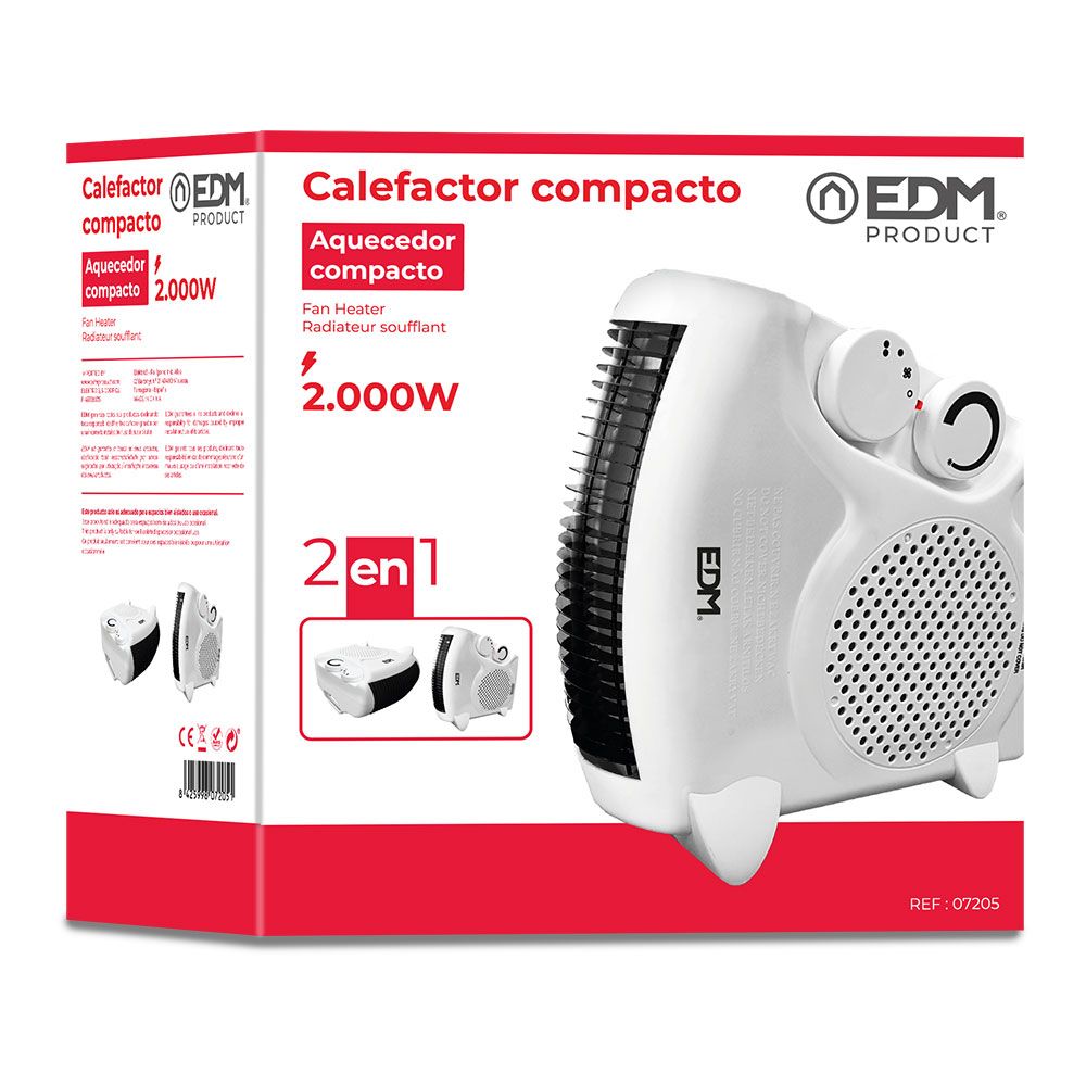 EDM Aquecedor compacto vertical/horizontal 2 em 1 1.000 - 2.000 w branco - Image 3