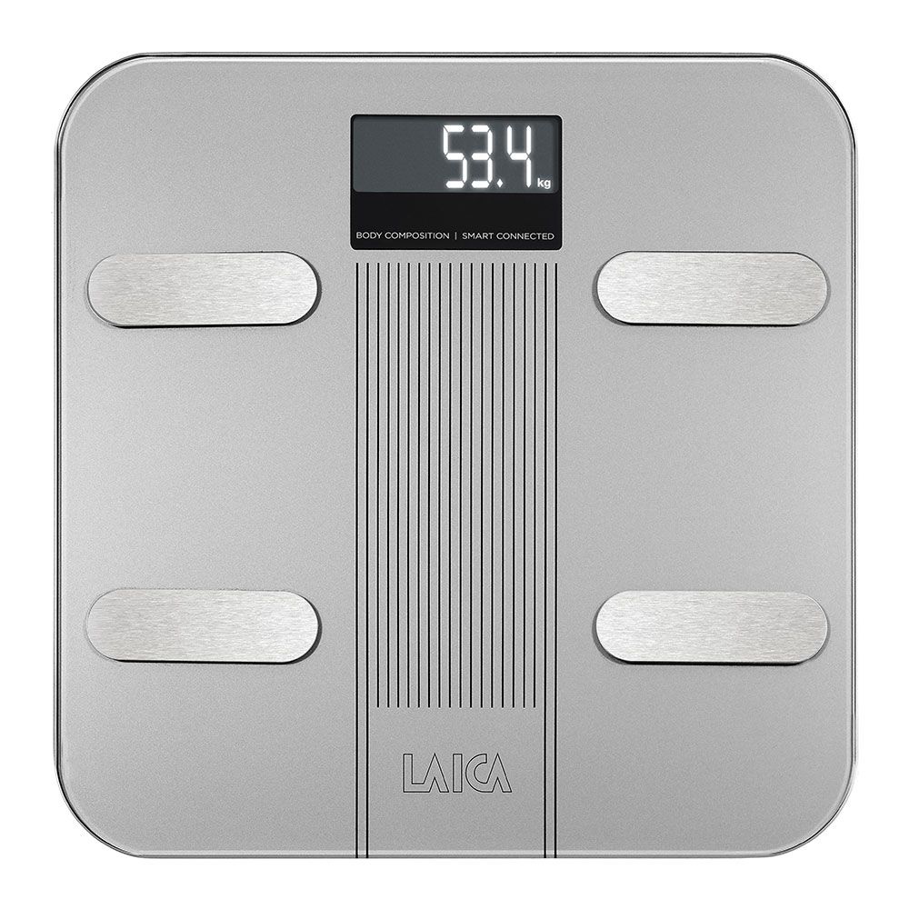 Balança eletrónica de casa de banho bluetooth com cálculo da composição corporal, branca