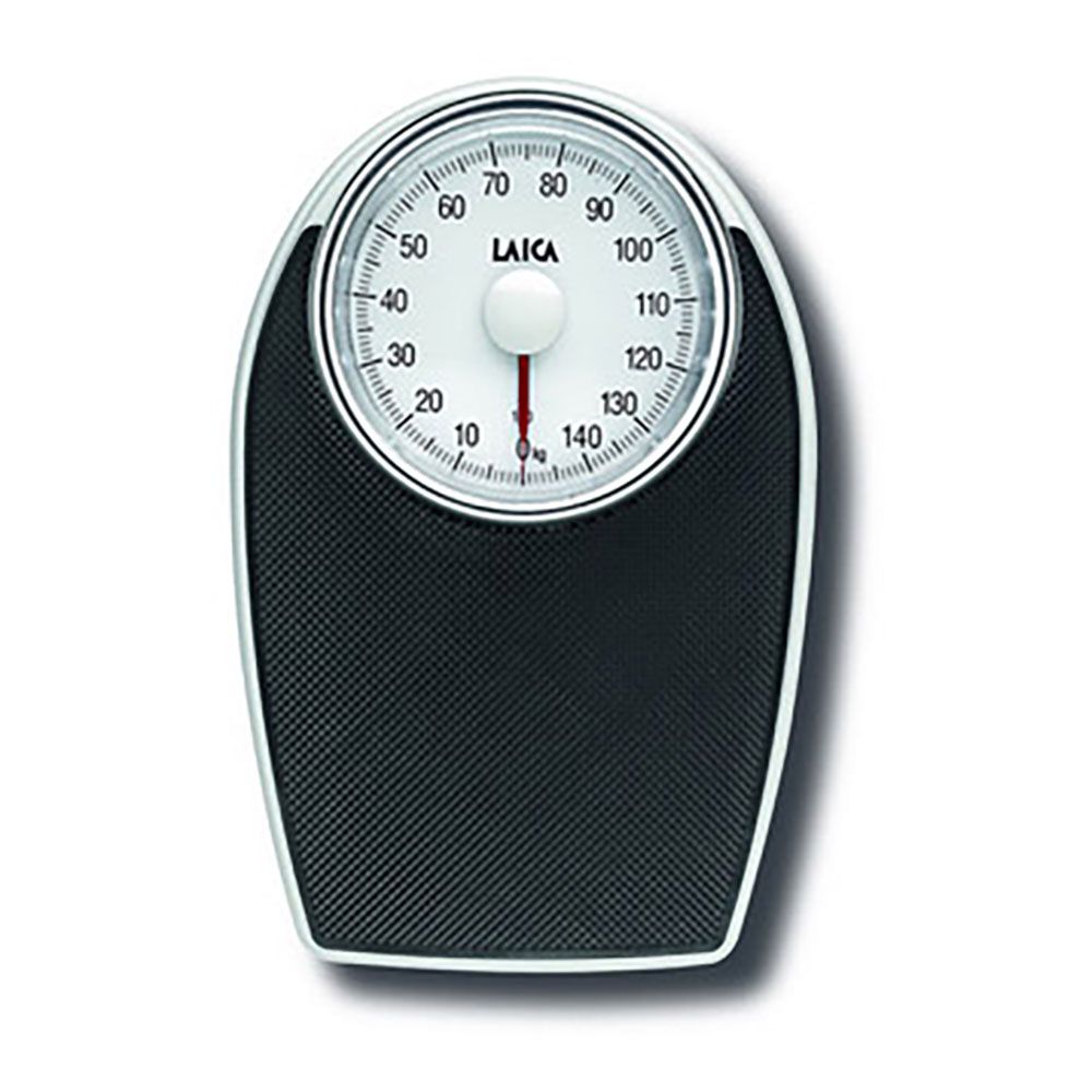 Balança analógica de banho branco/preto, máximo 150 kg