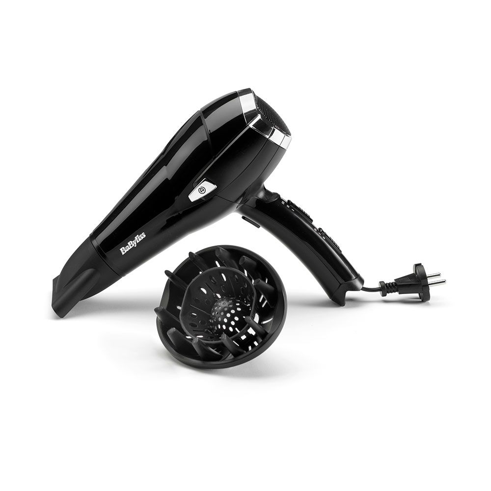 Secador de cabelo preto 2000W com cabo retrátil