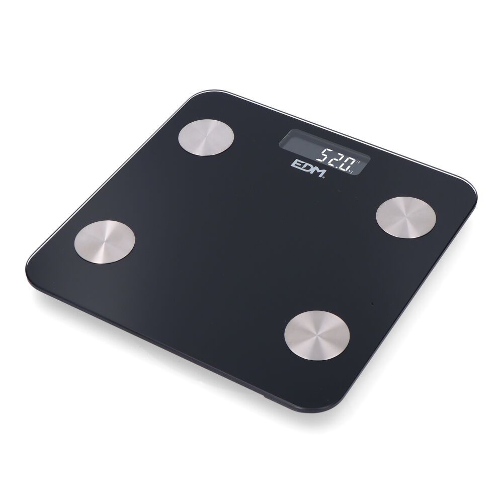 Balança de banheiro digital inteligente com bluetooth, preta, máximo 180 kg