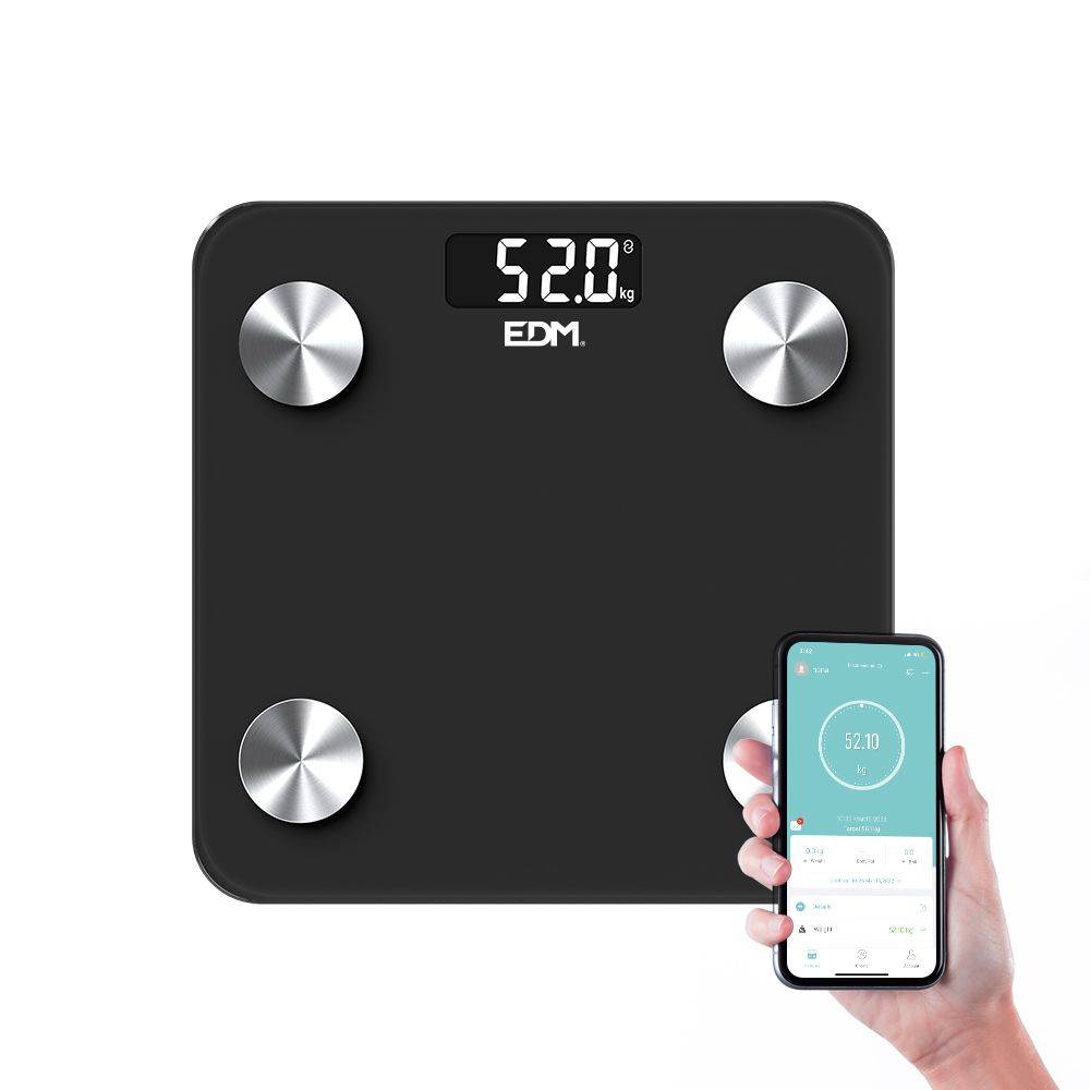 Balança de banheiro digital inteligente com bluetooth, preta, máximo 180 kg - Image 2