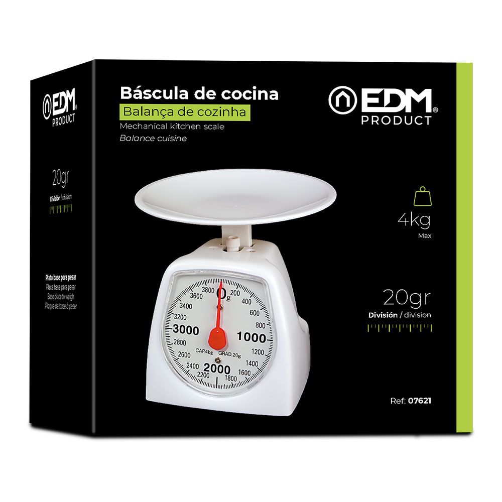 EDM Balança de cozinha analógica, máx. 4 kg, ø16,5 x 17 cm - Image 2
