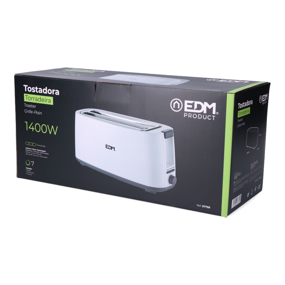 Torradeira de fenda dupla longa de design branco 1400 w - Image 4