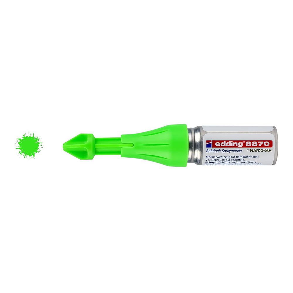 Marcador spray de tinta fluorescente de giz verde para furos