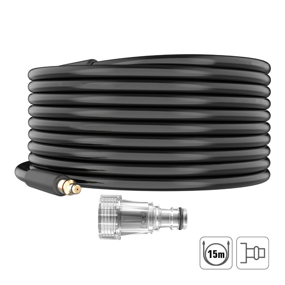 Mangueira de substituição 15 m + conector de lavadora de pressão