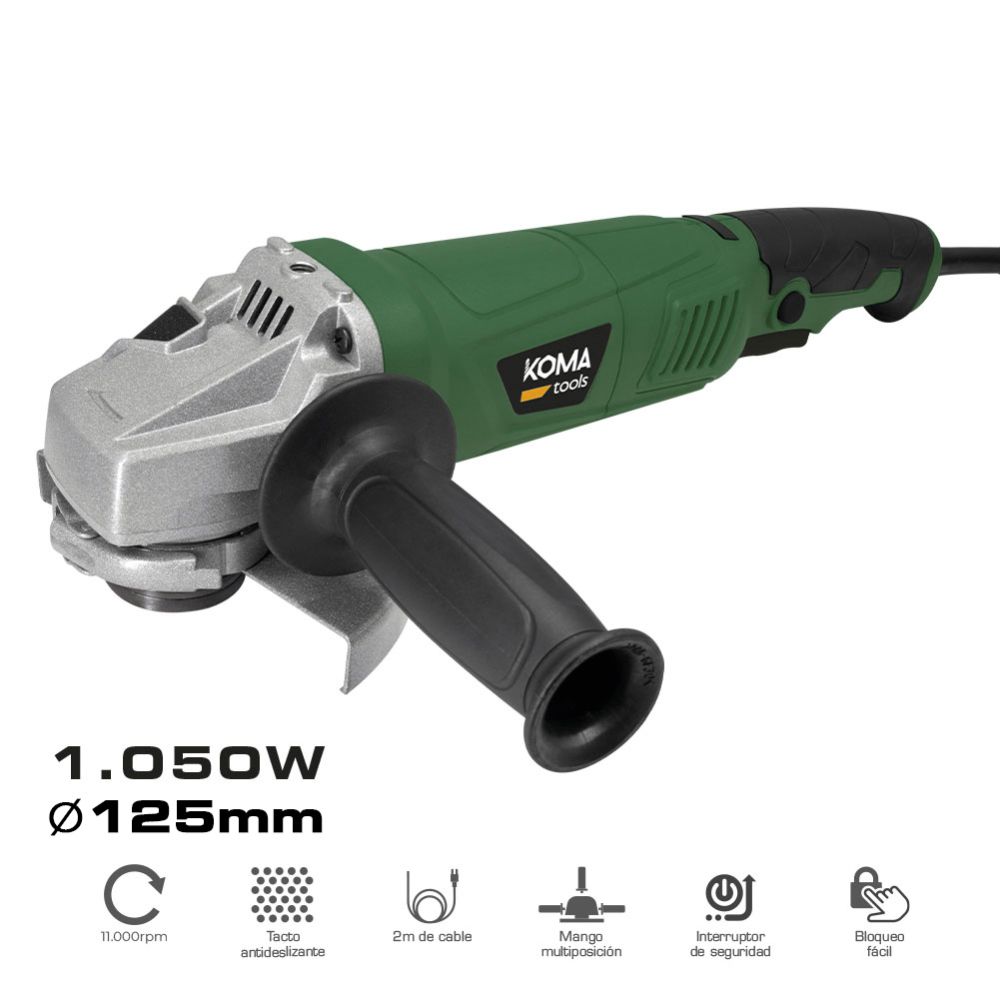 Rebarbadora elétrica angular com mala, Ø125 mm, 1050 W