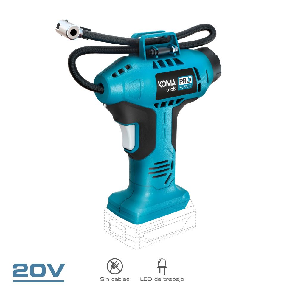 Compressor de AR 20 V 11 BAR, sem bateria NEM carregador, 7,5 x 17,5 x 22,5 cm