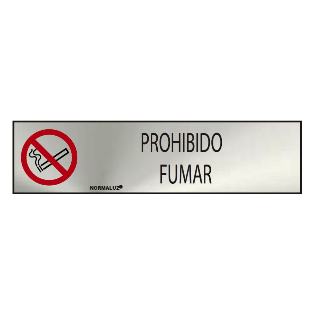 Sinal informativo "prohibido fumar" (INOX adesivo 0.8mm) 5x20cm normaluz