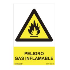 Sinal perigo "peligro GAS inflamable" (PVC 0.7mm) 30x40cm normaluz