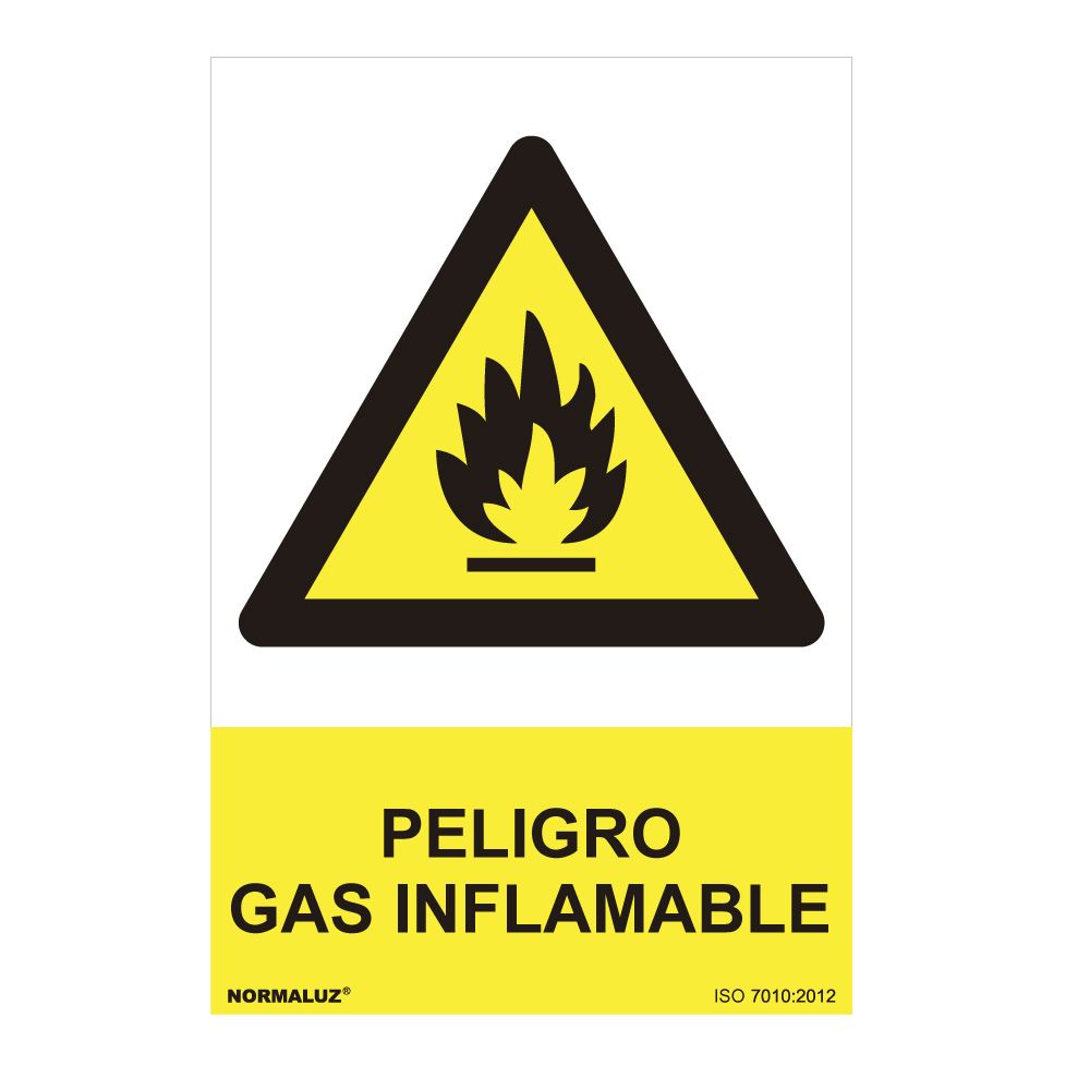 Sinal perigo "peligro GAS inflamable" (PVC 0.7mm) 30x40cm normaluz