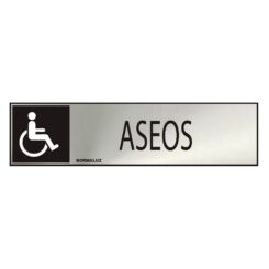 Sinal informativo "aseos" desabilitado (INOX adesivo 0.8mm) 5x20cm normaluz